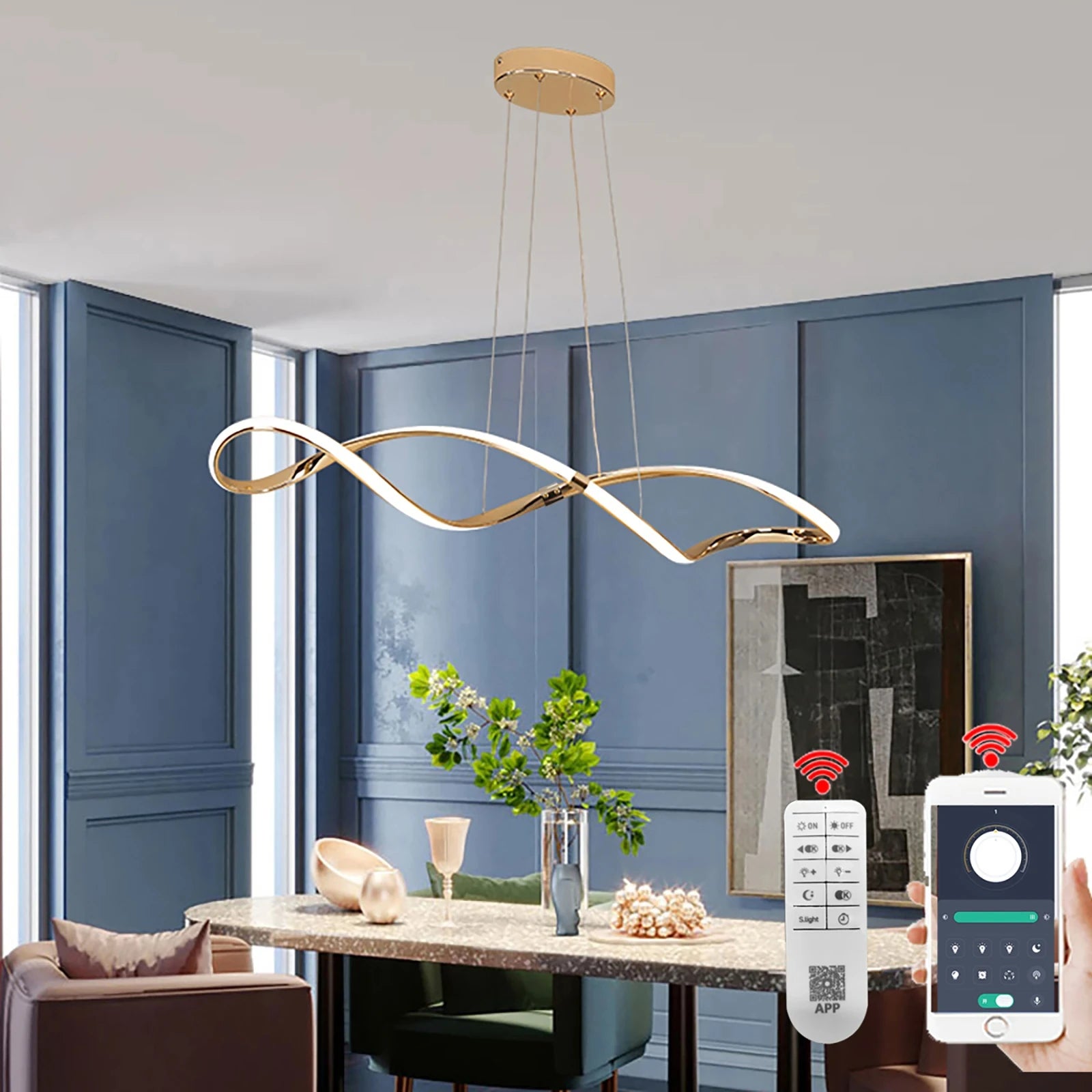 lustre moderne en verre pour éclairage intérieur - vue 5 sur 21