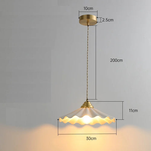 suspension LED 30 cm blanc en céramique style japonais - vue 11 sur 12