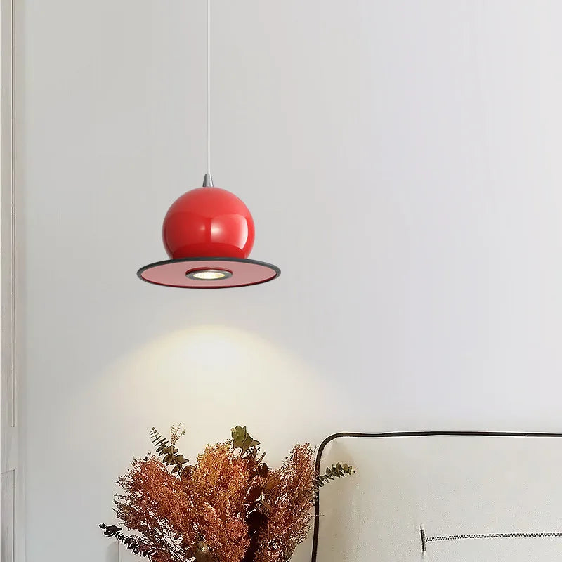 Suspension boule rouge vert Beige métal Style chambre salle à manger cordon réglable - vue 4 sur 9