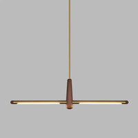 Modern minimalist wood LED chandelier for living room, bar, café and restaurant home decor