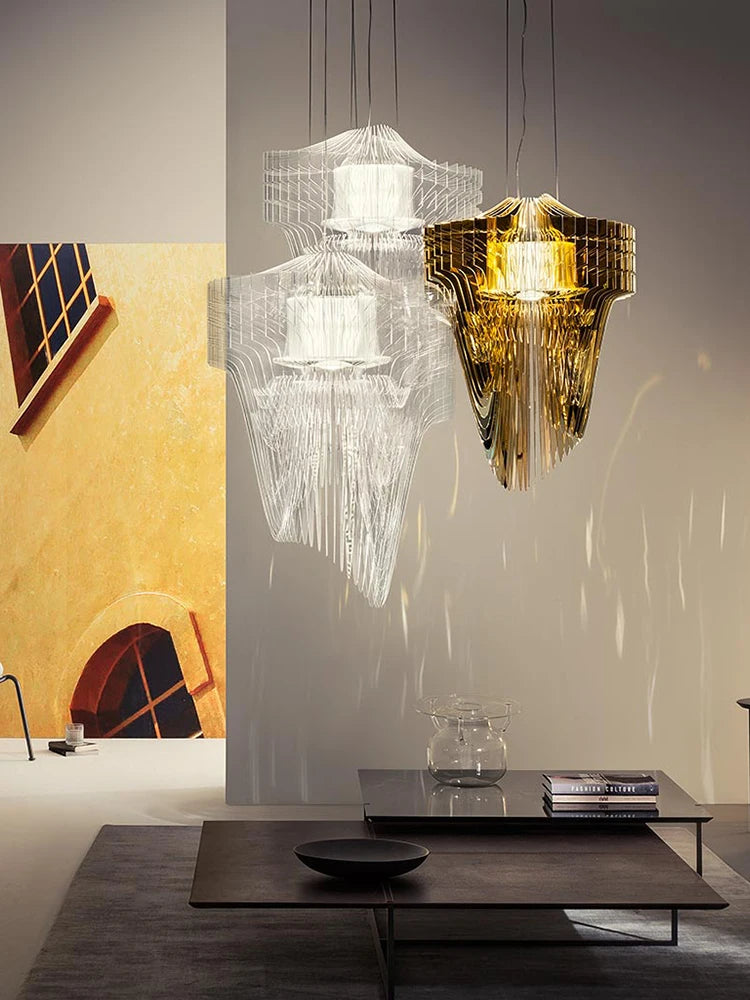 lustre design italien créatif modèle villa art acrylique - vue 5 sur 9