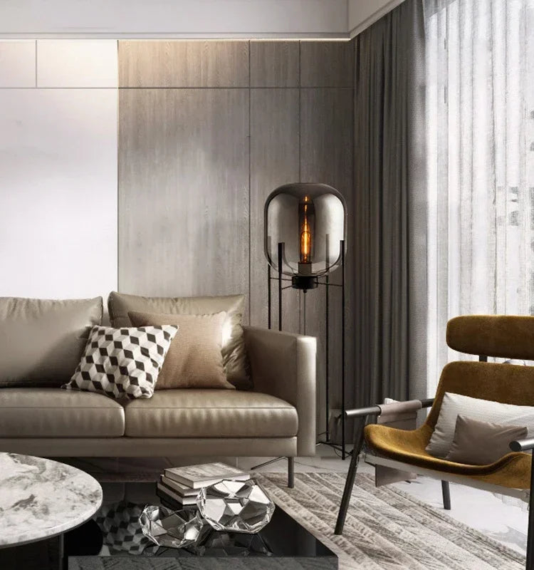 lampadaire moderne nordique en fer et verre pour décoration maison - vue 4 sur 16