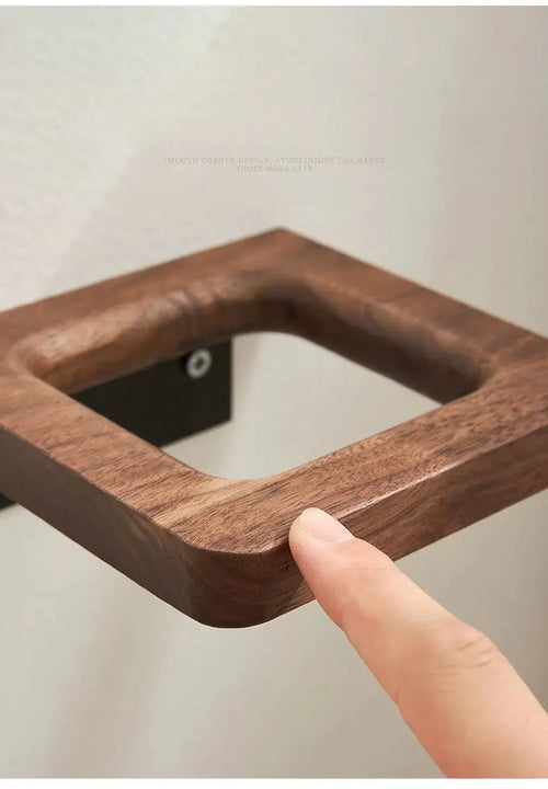 Wall-Mounted Toilet Brush Holder Set, Ceramic Base, Solid Wood, Luxury Bathroom Accessories, No Dead Corner - vue 6 sur 6