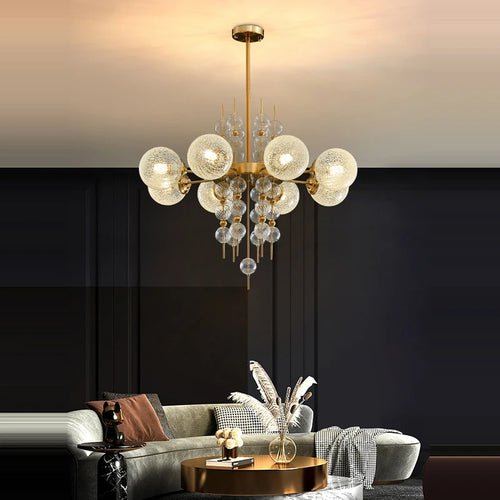 lustre à bulles classique en chrome doré tendance 2024 avec éclairage led - vue 4 sur 9