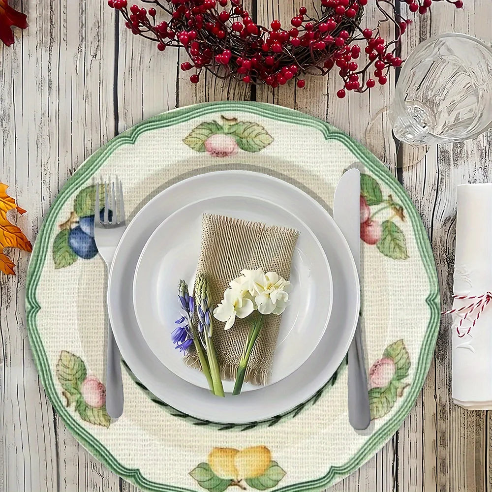 set de table motif fruits fleurs style champetre - vue 3 sur 8