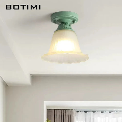 botimi plafonniers campagne verre dépoli métal vert luminaires balcon - vue 5 sur 7