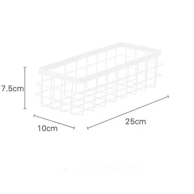 Metal Storage Basket, Black and White, Office Desktop, Cosmetic Sorting Baskets, Kitchen Seasoning Jar Organizer, Iron Box - vue 8 sur 10