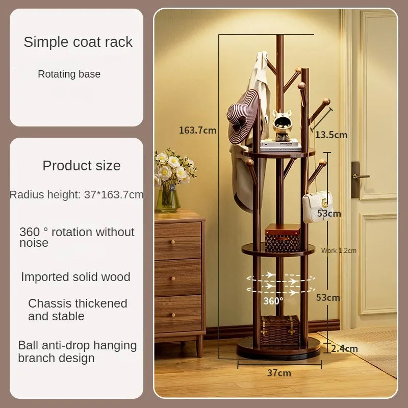 porte-manteau en bois organisateur rotatif pour vêtements - vue 10 sur 11