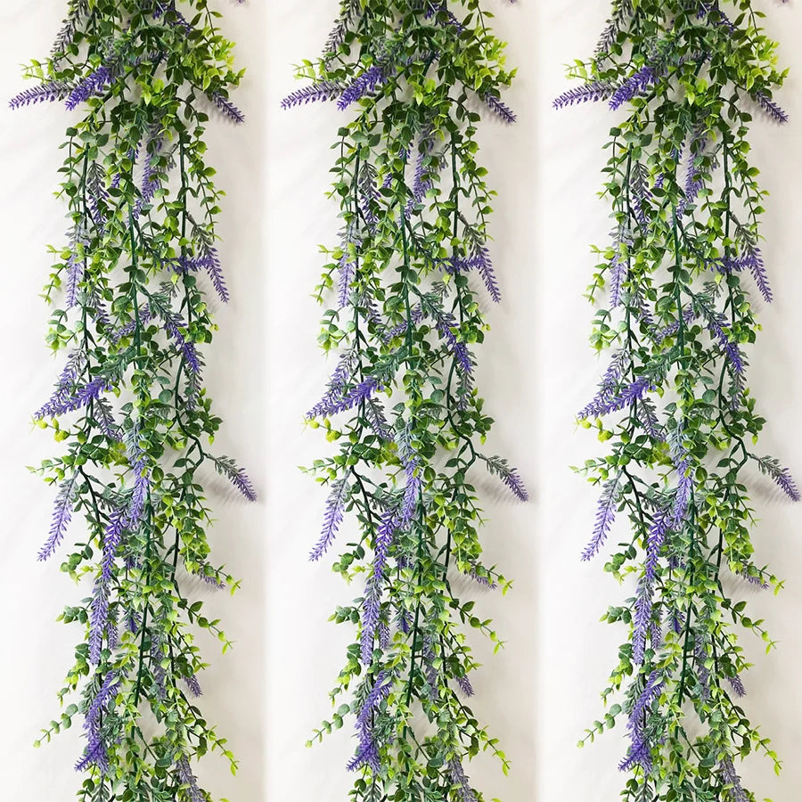 plantes d'eucalyptus artificielles et fleurs de lavande pour décoration