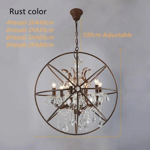 Vintage crystal chandelier birdcage style with retro LED lighting