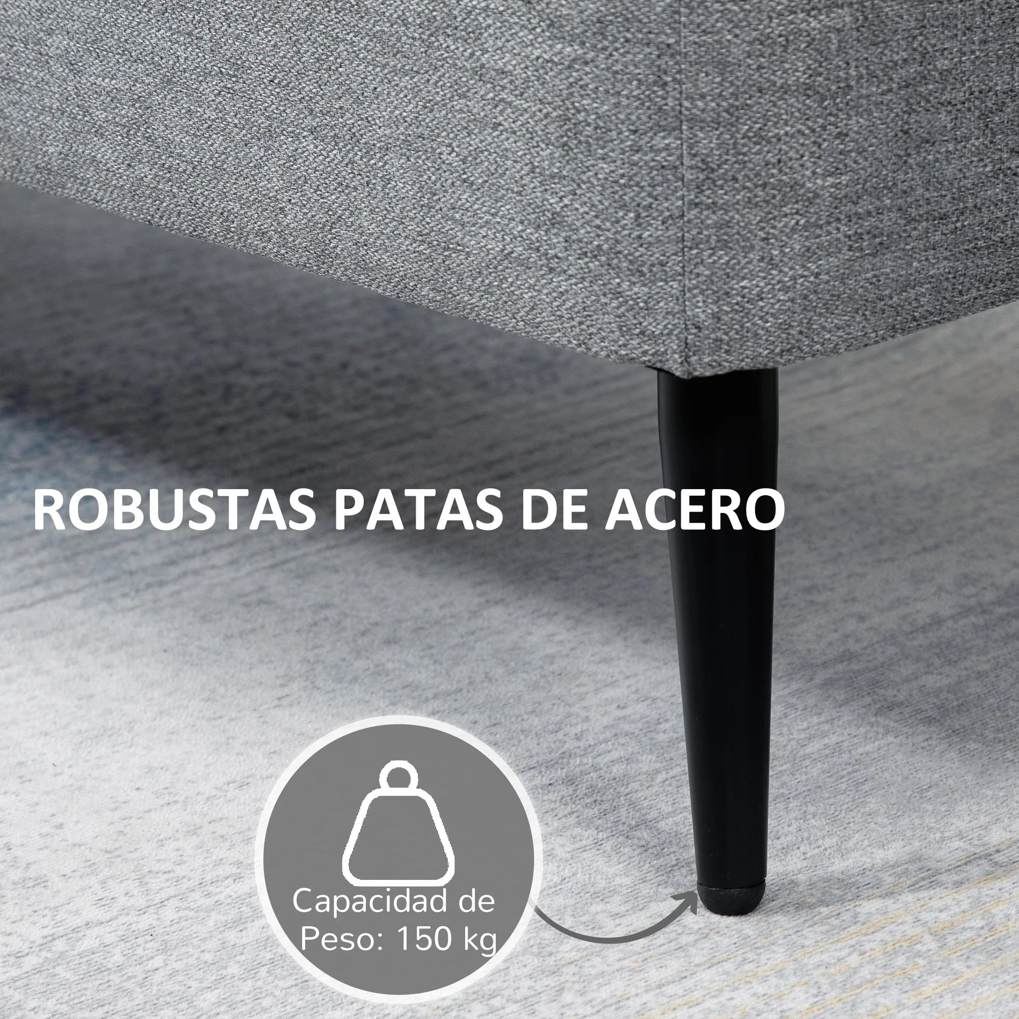 HOMCOM storage bench upholstered in linen with flip cover 101x38.5x44.5 cm - vue 5 sur 6
