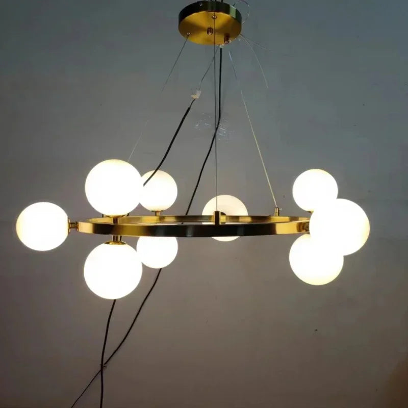 lustre en verre nordique avec led pour décoration moderne - vue 7 sur 11