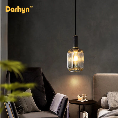 lustre rétro led en verre pour décoration intérieure