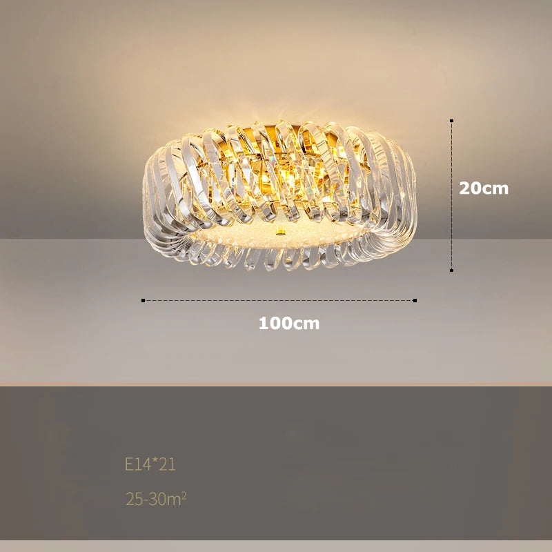 plafonnier led rond artistique à intensité variable en cristal - vue 9 sur 16