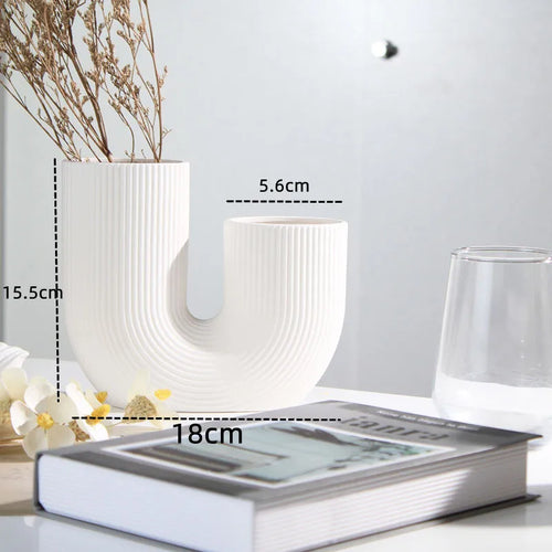 Nordic Ceramic Vase for Home Decoration, Simple Flower Pot, Living Room, Interior, Office, Desktop, Table Decor, Accessories - vue 10 sur 9