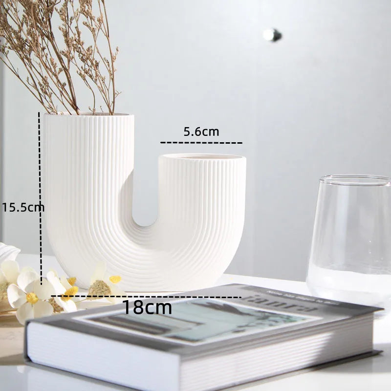 Nordic Ceramic Vase for Home Decoration, Simple Flower Pot, Living Room, Interior, Office, Desktop, Table Decor, Accessories - vue 9 sur 9