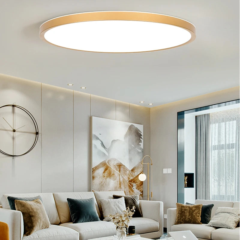 plafonnier plat design en bois doré carré moderne pour intérieur - vue 7 sur 16