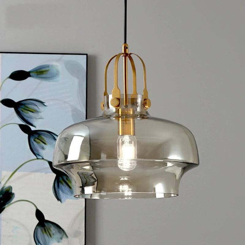 suspension nordique en verre avec leds moderne - vue 2 sur 9