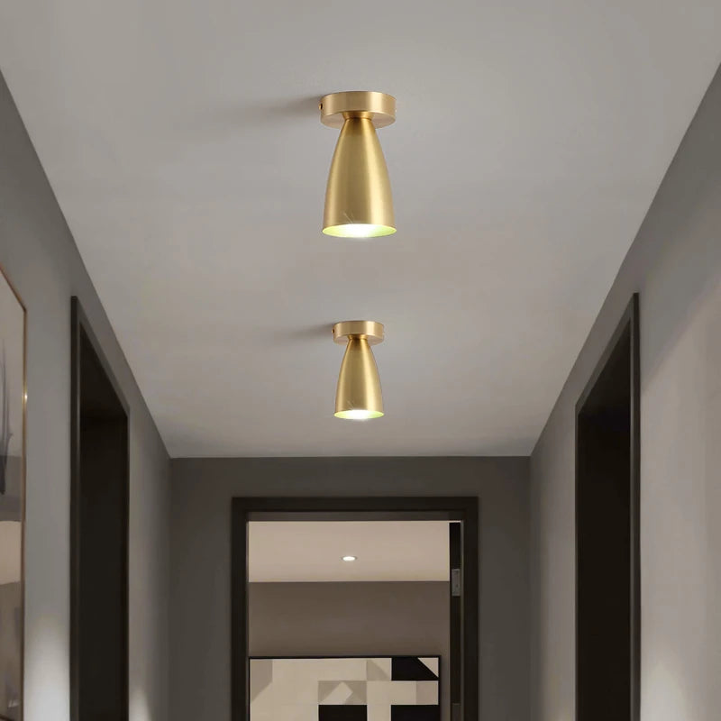 Balcony, American All Copper Ceiling, Small Ceiling Lamp, Nordic Modern Simple Cloakroom, Creative Porch, Entrance Hall Lamp - vue 3 sur 9