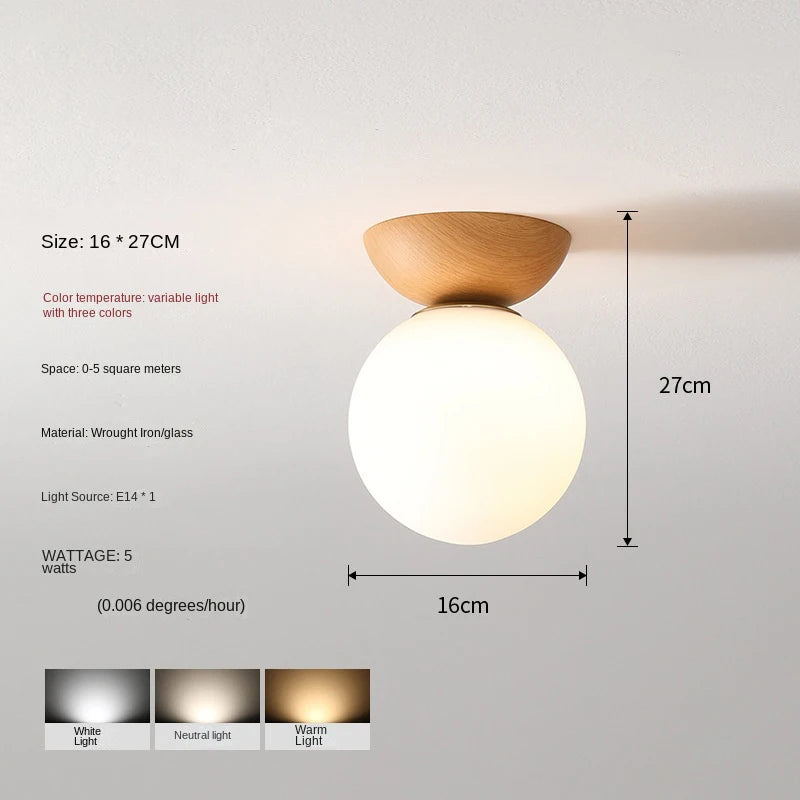 Plafonnier moderne LED en bois arrondi design - vue 8 sur 10