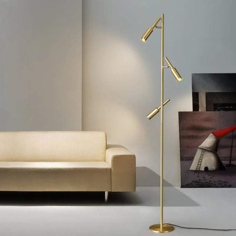 lampadaire moderne en laiton et cuivre pour lecture et étude - vue 4 sur 8