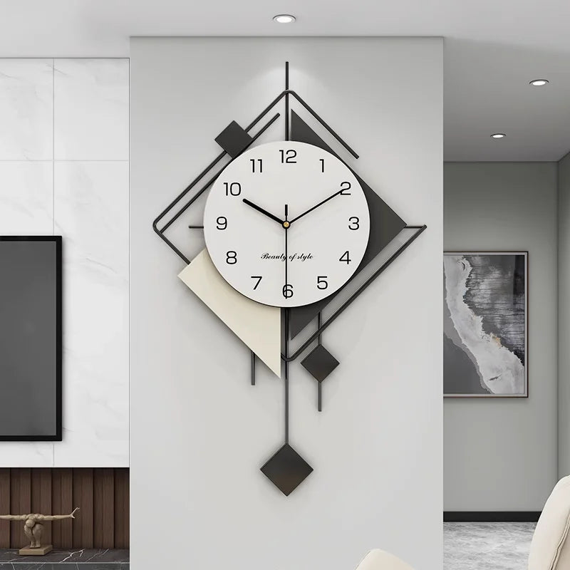 New Design Creative Wall Art Clock, Silent Pendulum Clock, Living Room Wall Decor Clocks, Metal Home Wall Decorations, Large - vue 1 sur 8