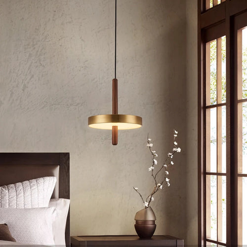 lustre nordique en bois et métal doré réglable pour intérieur