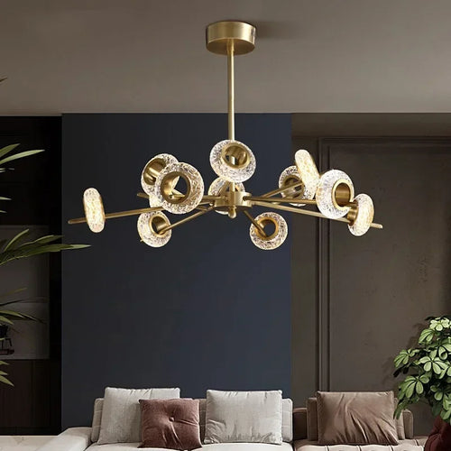 Nordic cracked glass chandelier with modern minimalist LED - vue 4 sur 10