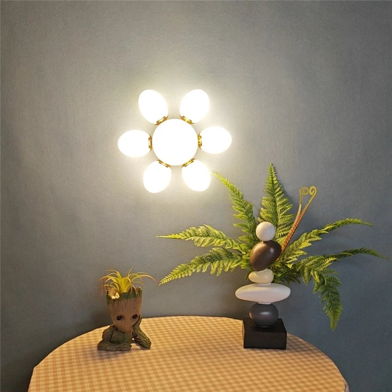 plafonnier moderne en verre tournesol pour chambre d'enfant décoratif - vue 5 sur 7
