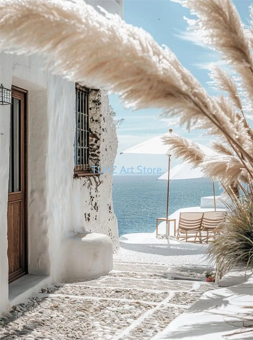 affiche moderne de paysage voyage en grèce santorin décor mural