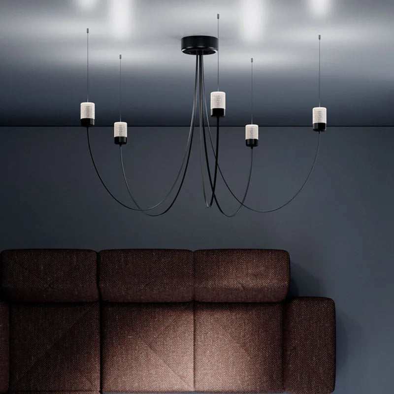 lustre minimaliste design éclairage led abat-jour en verre cristal - vue 6 sur 7