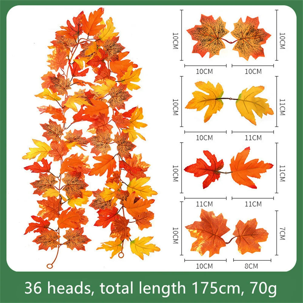 guirlande de feuilles d'érable artificielles en soie décorative pour jardin - vue 15 sur 16