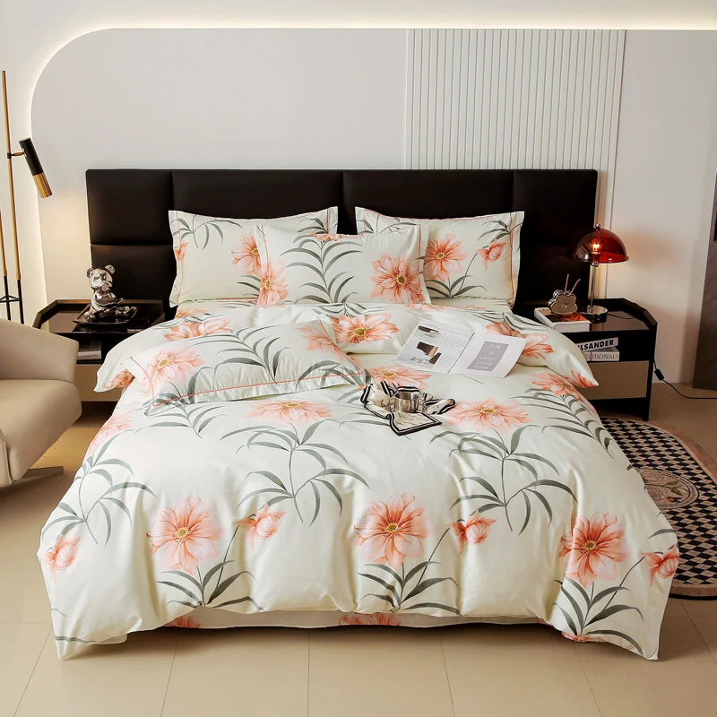 housse de couette 100 coton imprimée avec fermeture éclair pour lit