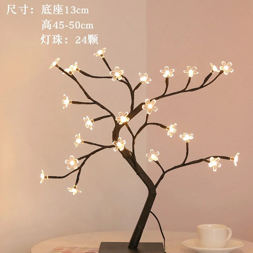 lampe de table led arbre cerisier cristal veilleuse nordique - vue 11 sur 19