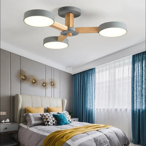 plafonnier moderne en bois à éclairage led pour décoration intérieure