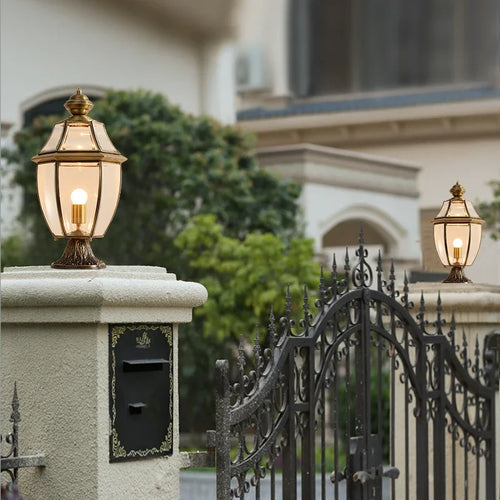 lampe de jardin classique en laiton éclairage extérieur étanche rétro - vue 5 sur 8