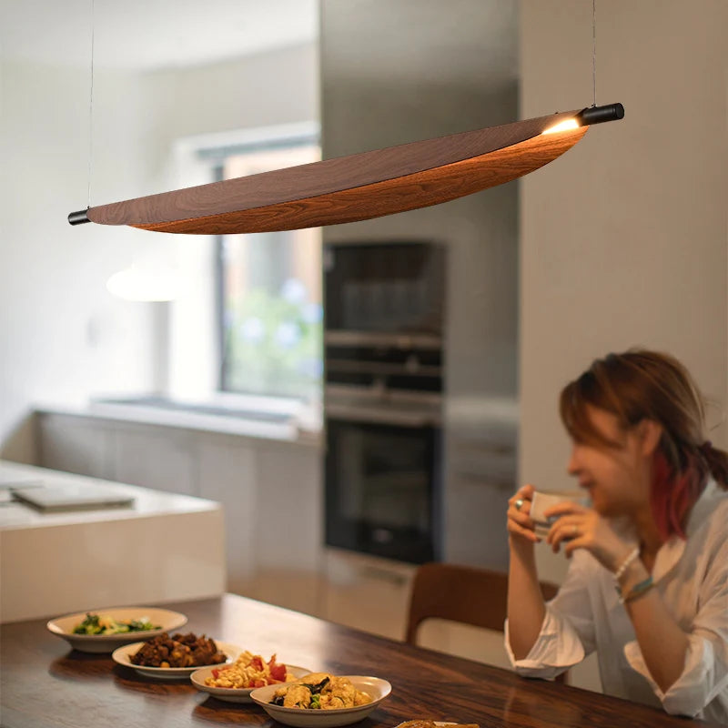 lustre japonais rétro design feuilles pour salle à manger - vue 3 sur 11