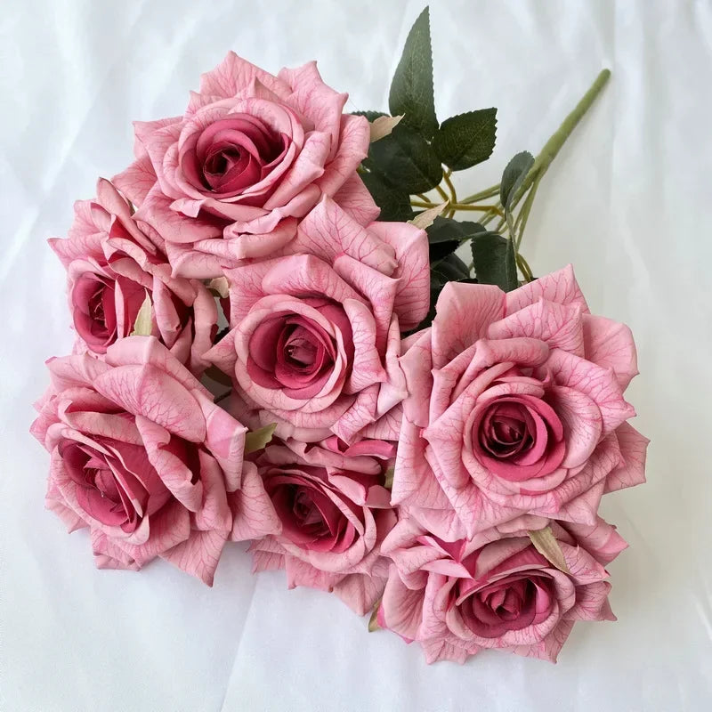 bouquet de roses artificielles en soie pour décoration intérieure - vue 15 sur 17