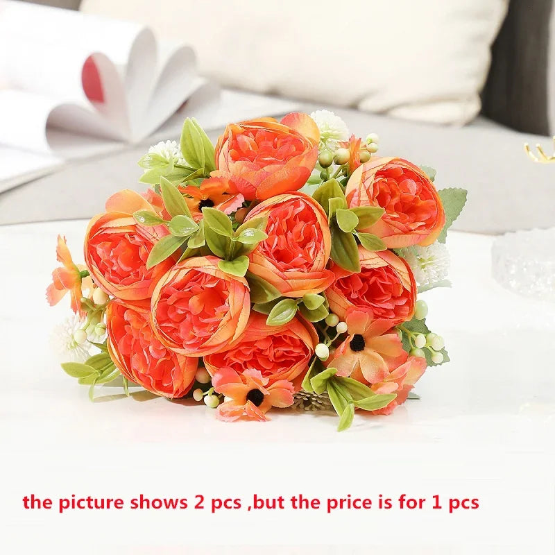 bouquet de pivoines artificielles pour mariage et décoration festive - vue 10 sur 12