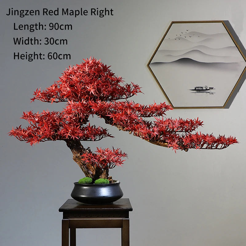 Simulation bonsai trees are suitable for decoration, immortal welcoming pine, green planting, artificial landscape, home, living - vue 14 sur 25
