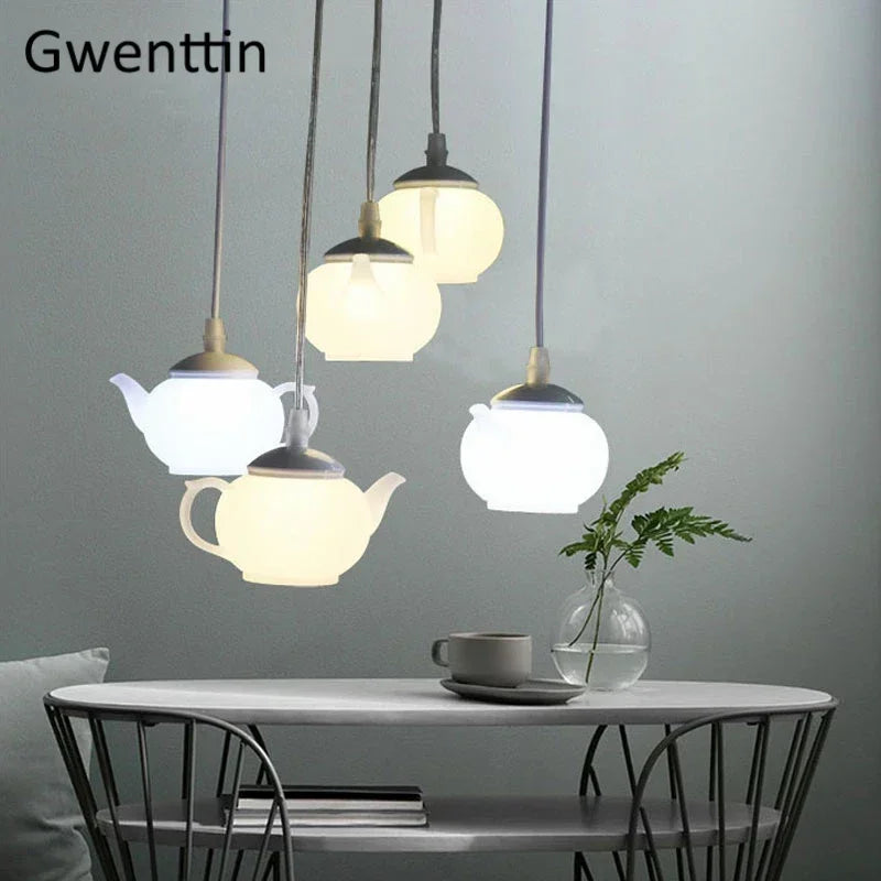 suspension théière moderne à led pour décoration intérieure nordique - vue 7 sur 7