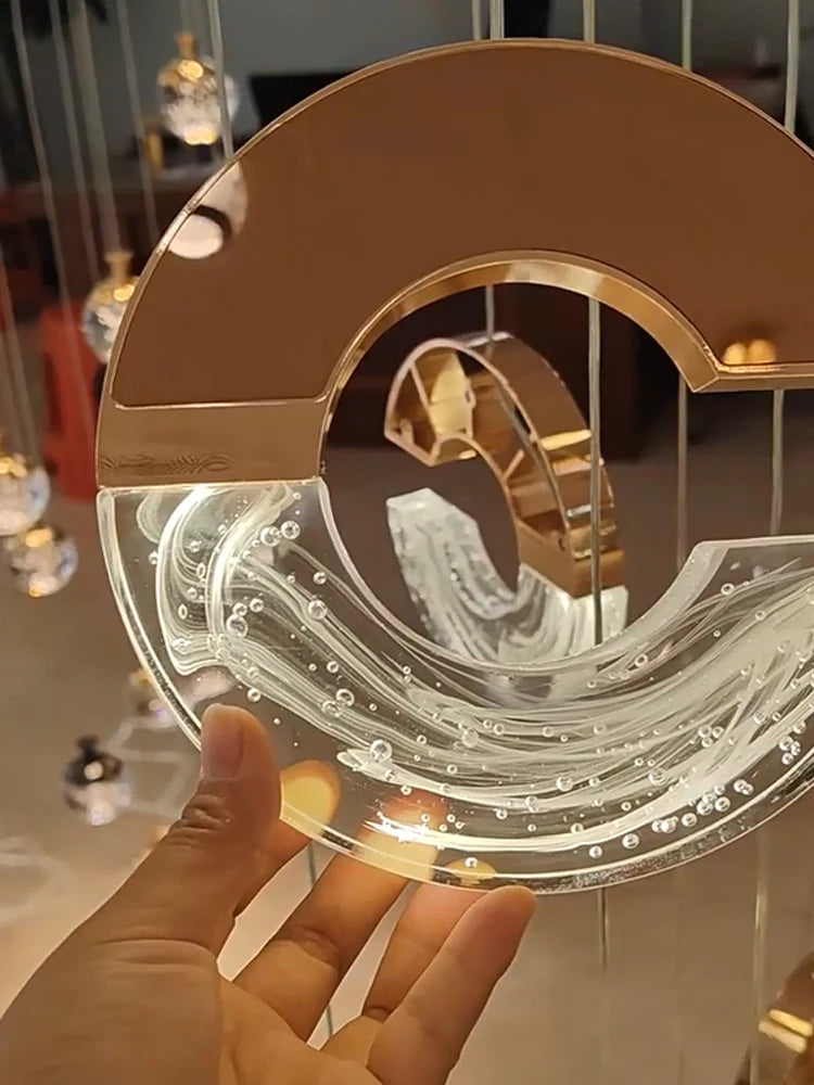 lustre moderne en cristal design loft pour éclairage minimaliste - vue 6 sur 14