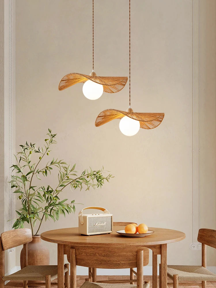 lustre suspendu en bois style japonais pour décoration intérieure - vue 3 sur 5