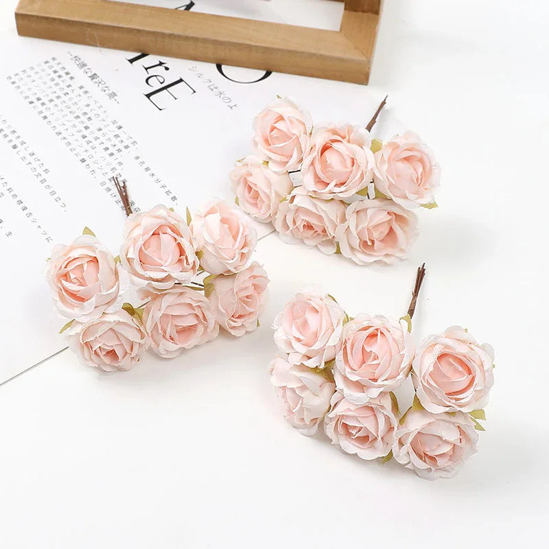 mini bouquet de roses artificielles pour décoration florale - vue 6 sur 15