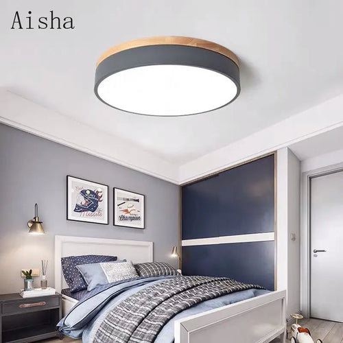 Modern round multicolour nordic LED surface mount ceiling light - vue 3 sur 12