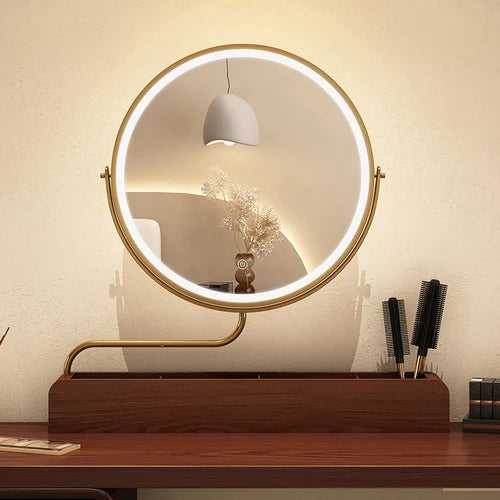 miroir décoratif à led rétro en bois pour maquillage - vue 10 sur 11