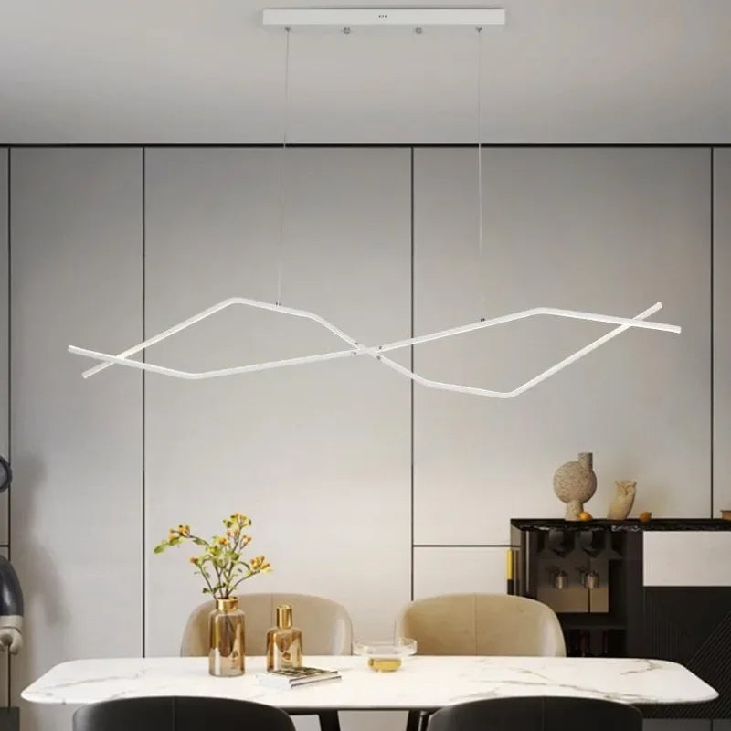 lustre moderne à LED en forme de vague design élégant pour la maison - vue 4 sur 8