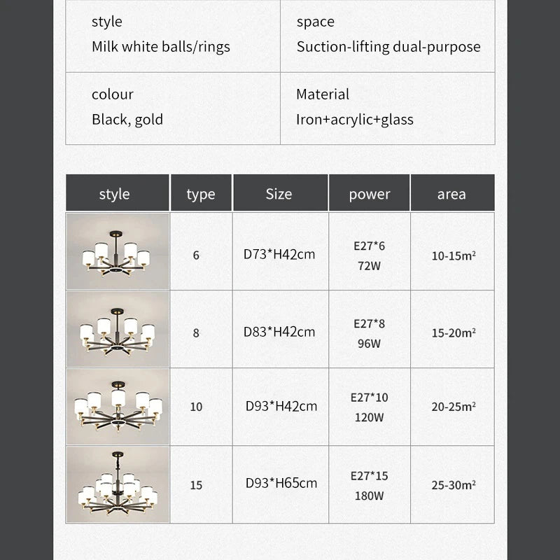 lustre nordique 15 têtes design moderne luxe pour intérieur lumineux - vue 6 sur 16