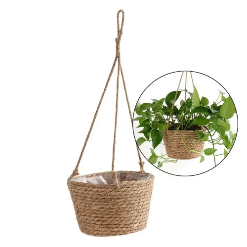 1 Set, Garden Hanging Planter Macrame Plant Storage Basket Jute Rope Woven Indoor Outdoor Flower Pot Holder Plant Hangers Home D - vue 3 sur 6