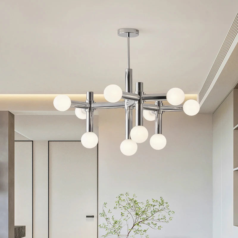 lustre chrome au design artistique pour éclairage d'intérieur